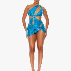 Blue bodysuit and skirt set